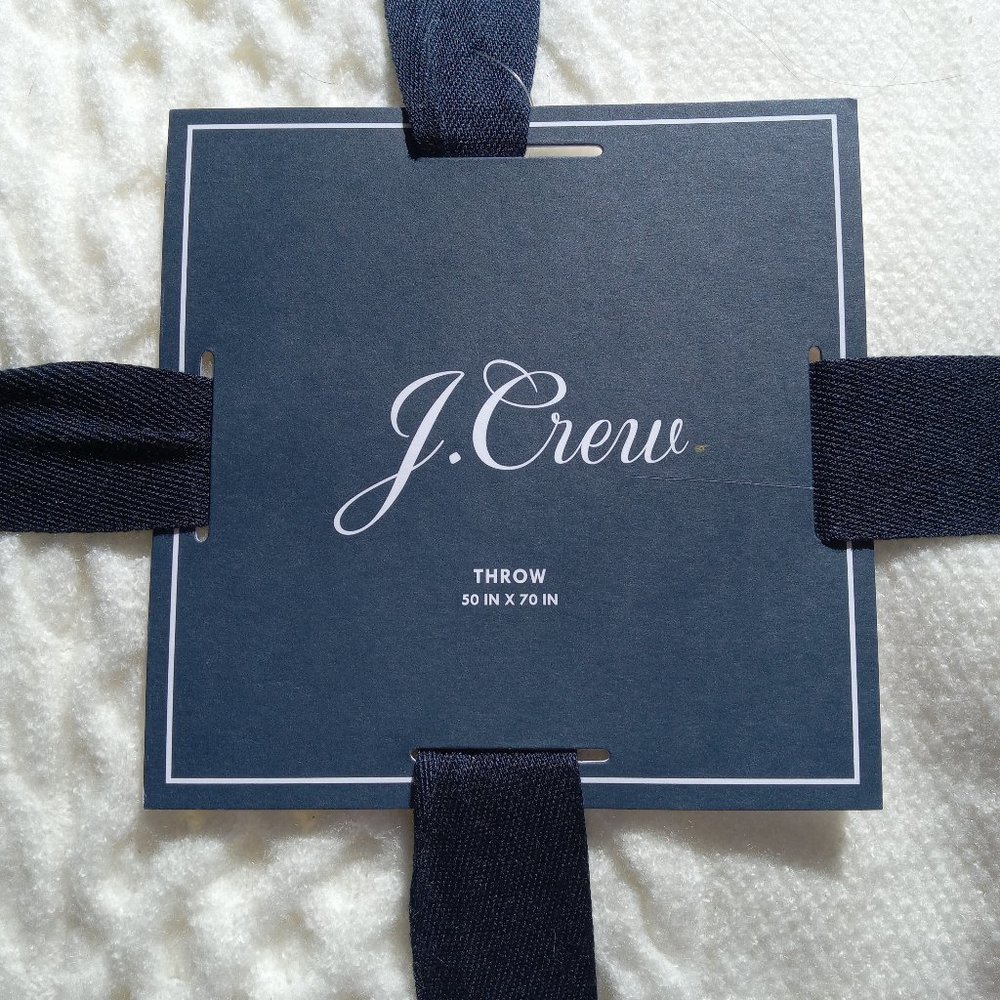 J. Crew Throw Blanket 50 in x 70 in Snow Cable Knit NWT